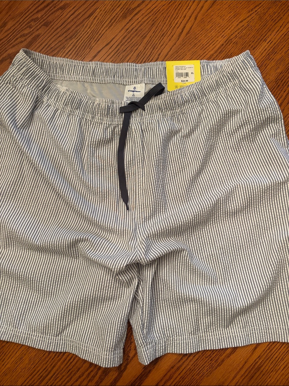 Men's Seersucker Drawstring Shorts - Blue/White Stripe